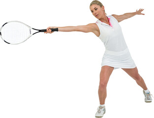 Athlete playing tennis with a racket 