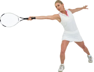 Foto op Aluminium Athlete playing tennis with a racket  © vectorfusionart