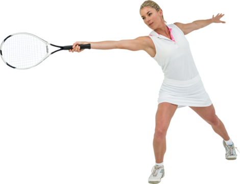 Athlete playing tennis with a racket