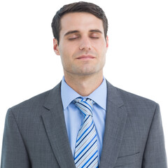 Handsome businessman with eyes closed