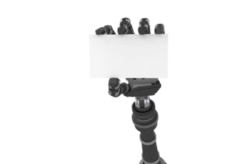 Zelfklevend Fotobehang Digital image of black robotic hand holding placard © vectorfusionart