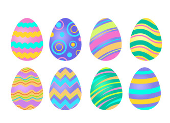 Colorful Easter eggs with geometric prints