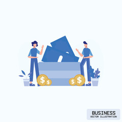 Business Marketing illustrations. Mega set. Collection of scenes with men and women taking part in business activities. Trendy vector style