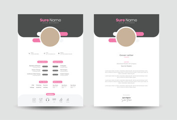 Resume or cv with cover letter design template