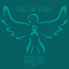 Vector illustration on the theme of Cervical Cancer awareness month January.