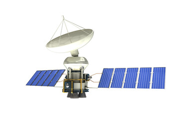 3d illustration of blue solar power satellite
