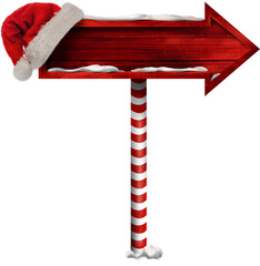 Santa hat on arrow signboard