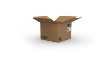 Digital image of open courier cardboard box