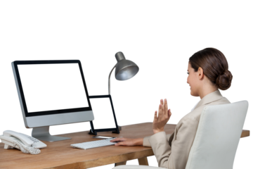 Young businesswoman using computer