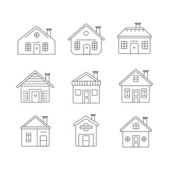 flat line icon house home resident building vector. set of flat line icon house home resident building vector. cute line icon house home resident building 