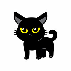 Vector illustration cartoon character black cat for design.