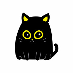 Vector illustration cartoon cute character black cat for design.