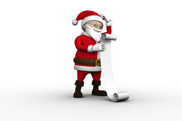 Cartoon santa reading his list