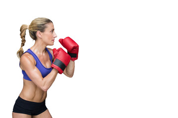Female boxer with red gloves