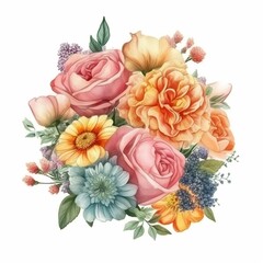 Bouquet illustration isolated on white