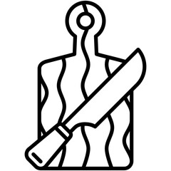 cutting board icon, line icon style, chop board knife symbol vector stock.