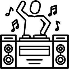 disco icon, line icon style, dj dance party symbol vector stock.