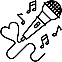Karaoke Icon, Line Icon Style, Microphone Singer Symbol Vector Stock.
