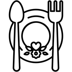 banquet icon, line icon style, buffet food decoration symbol vector stock.