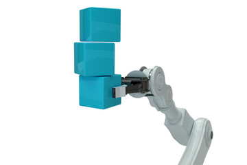 Cropped image of hydraulic arm with blue boxes