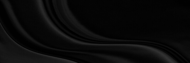 Black gray satin dark fabric texture luxurious shiny that is abstract silk cloth background with patterns soft waves blur beautiful.