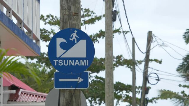 Tsunami warn sign on the british virgin siland