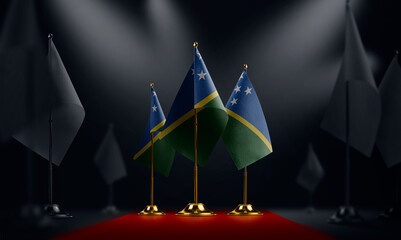 The Solomon national flag on the red carpet