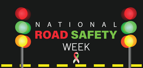 National Road safety week. Template for background, banner, card, poster.