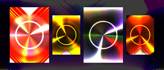 Circle futuristic 80s cover design retro flex trend vibrant abstract neon cyberpunk collection vector background