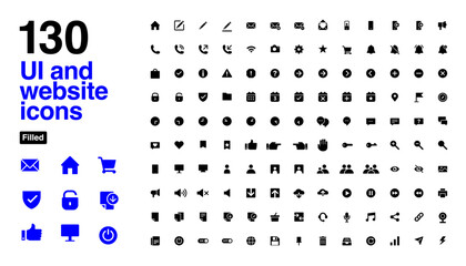 User Interface and website set of 130 solid icons