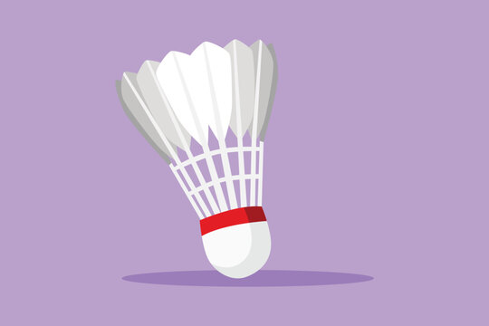 Cartoon flat style drawing shuttlecock for badminton logo. Sports equipment, hobbies. Standard of Olympic games, competitions, physical education, healthy lifestyle. Graphic design vector illustration