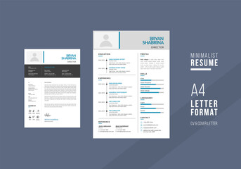 Minimalist CV / resume and cover letter - minimal design - black and white background vector - stylish minimalism