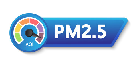 AQI gauge icon or Air Quality Index is a system for reporting the severity of air quality levels in relatable terms to the public.
