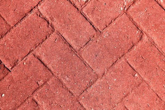 Zig Zag Herringbone Pattern in Red Brick Sidewalk