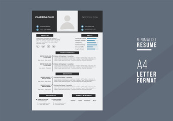 Minimalist CV / resume and cover letter - minimal design - black and white background vector - stylish minimalism