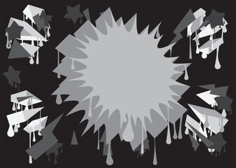 Black and white Speech Bubble Graffiti Background. Urban painting style. Abstract discussion symbol in modern dirty street art decoration.