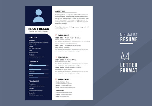 Minimalist CV / resume and cover letter - minimal design - black and white background vector - stylish minimalism