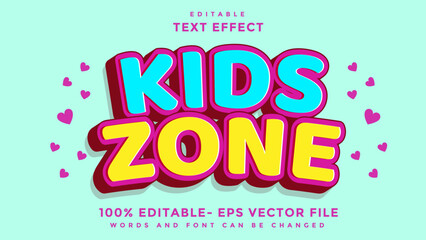 3d MInimal Word Kid Zone Editable Text Effect Design Template, Effect Saved In Graphic Style