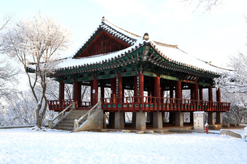 pavilion in the snow