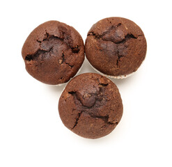 Tasty chocolate cupcakes isolated on white background