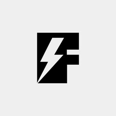 F Letter Logo With Lightning Thunder Bolt Vector Design. Electric Bolt Letter F Logo Vector Illustration.