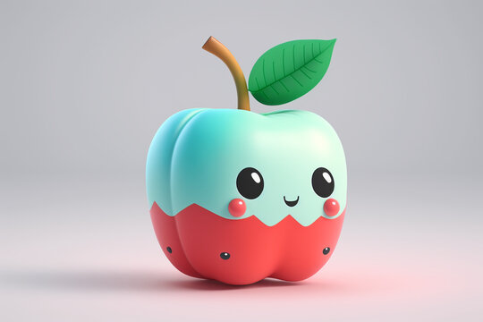 kawaii 3d apple, generative ai