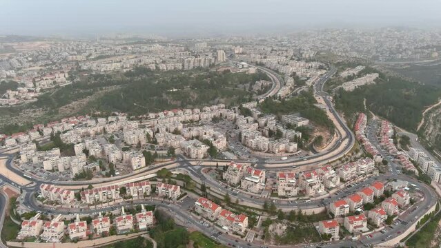 Gilo settlement neighborhood Aerial view, jerusalem,

Israeli settlement in south-western East Jerusalem, Drone view, Israel 2023 

