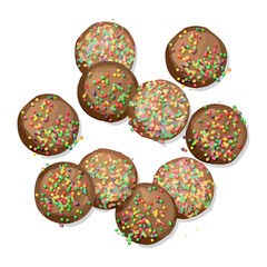 Sugar cookies with sprinkles. Hand drawn watercolor vector illustration