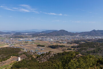 Fototapeta na wymiar Landscape of sanuki city , view from monnyu park , kagawa, shikoku, japan