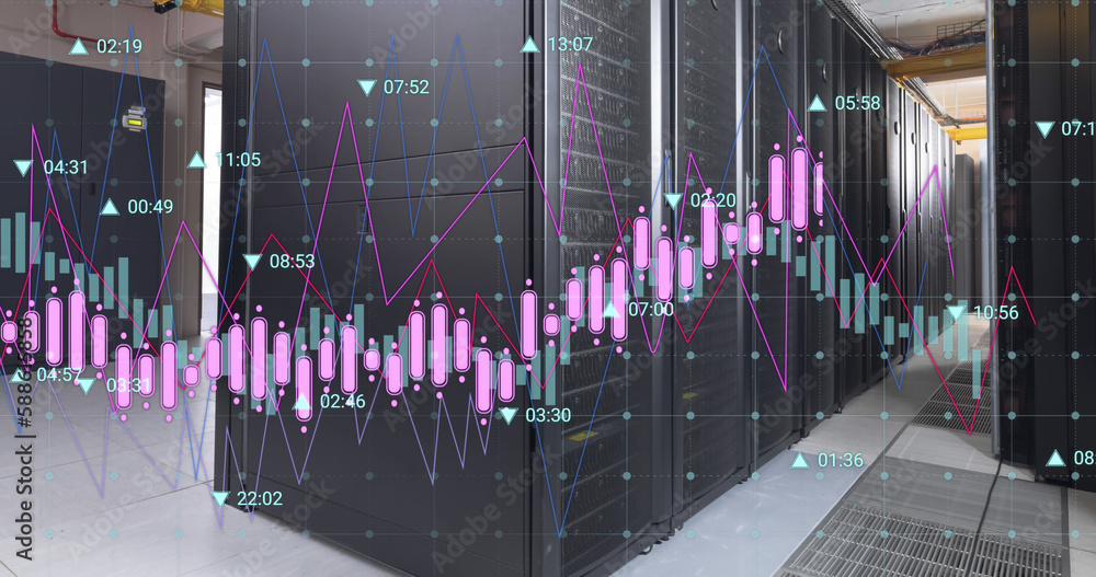 Poster image of financial data processing over computer servers