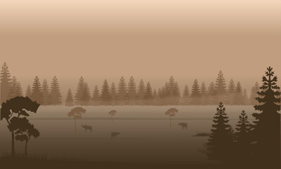 wild animal tree landscape illustration vector