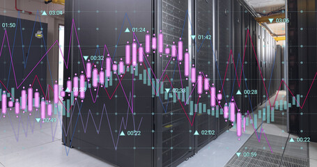Image of financial data processing over computer servers