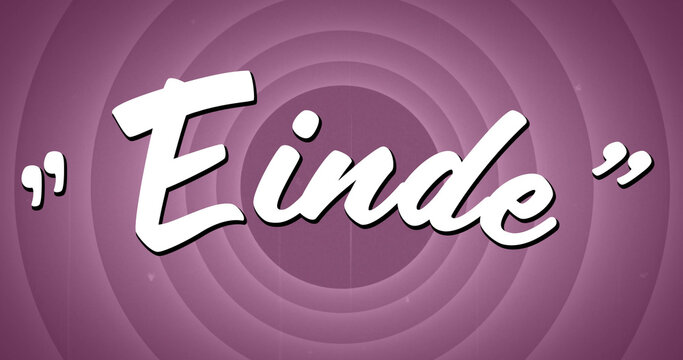 Fototapeta Image of einde text over vintage purple circles