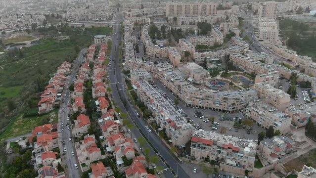 Gilo settlement aerial view, Israel,2023

Israeli settlement in south-western East Jerusalem, Drone view, Israel 2023 
